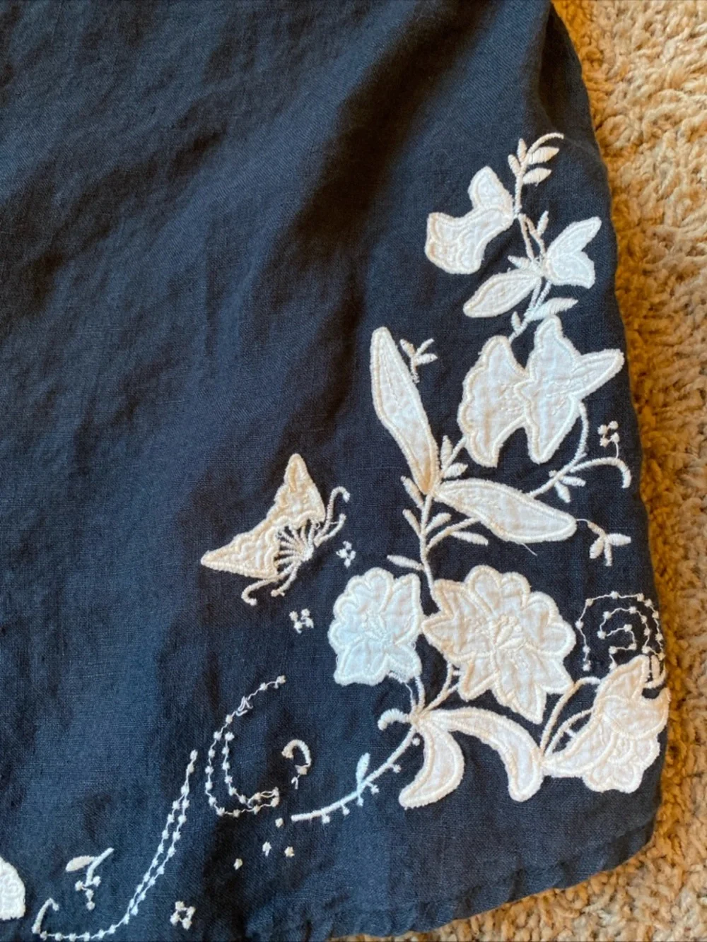 VENUS Romper Womens Sz 6 Black Sleeveless Embroidered Floral Festival Boho Tank